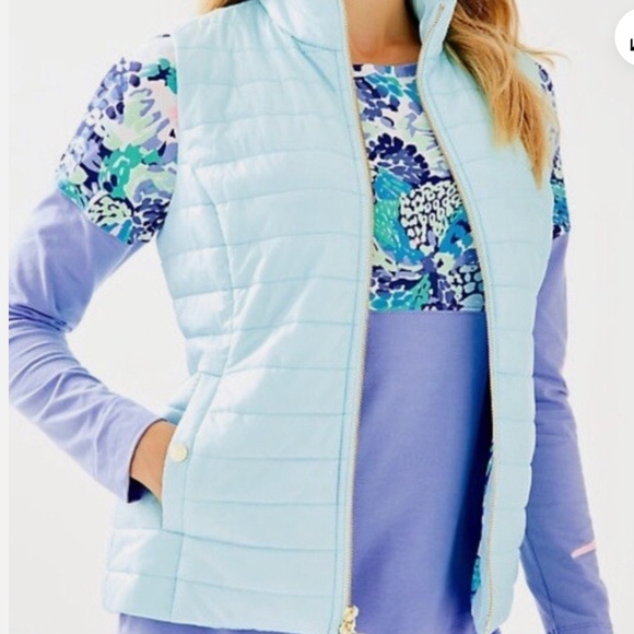 Lilly Pulitze Elyn Down Vest Blue Puffer Vest - Picture 2 of 12